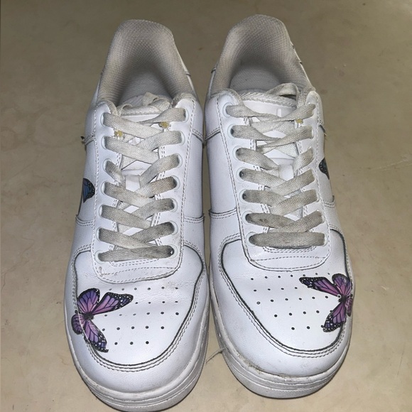 2 pair Drip creation custom Nike AF1 style sneakers butterflies sz 8 roses women - Picture 5 of 5
